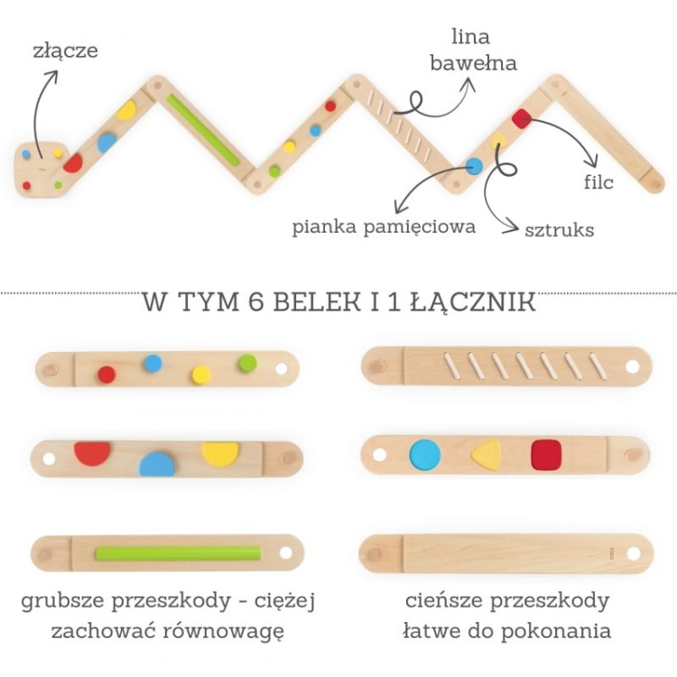 Drewniana Równoważnia Modułowa Tor Ścieżka Sensoryczna